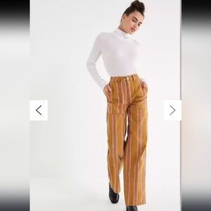 Urban Outfitters BDG Wide Leg Loose Fit Striped Bohemian Casual Carpenter jeans